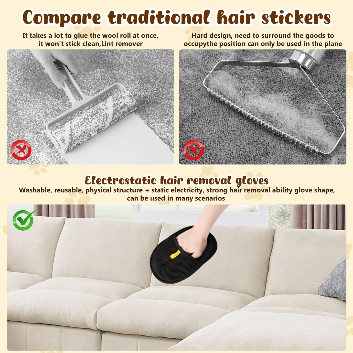 ⏳2025 New Save 50%✨️Pet hair remover Electrostatic gloves