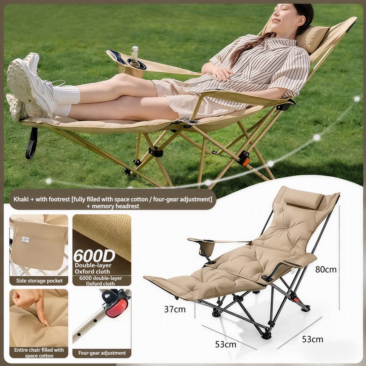 š„³2026 BESTSELLERš„¾ Adjustable Folding Chair ā 3/4 Recline Positions, Leg Rest ā Reinforced Carbon Steel, 300 lbs ā 600D Oxford ā Folds for Camping & Beach! š”ļøšØ