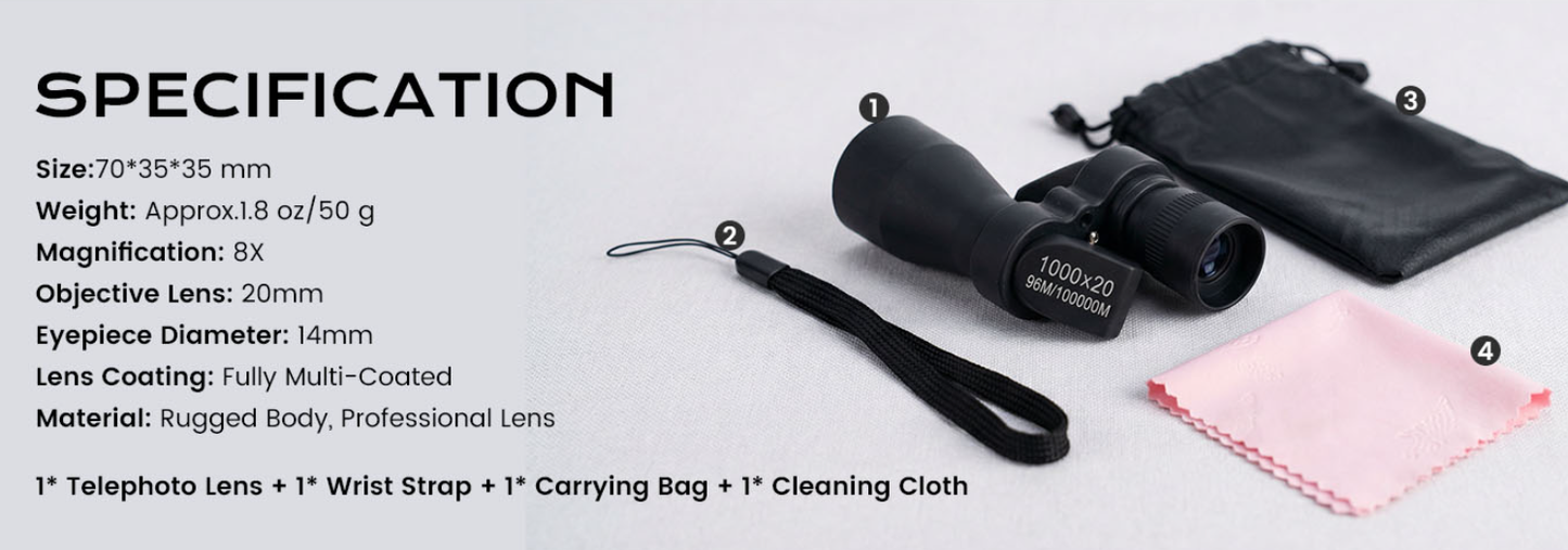 🏆Offer: 50% off🔭 Mini Pocket Monocular with Smartphone Clip