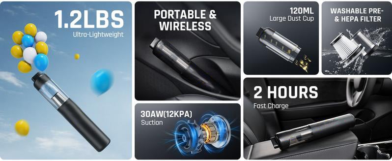 ๐ฅLAST DAY SALE 49% OFF๐ฅSlim V8 Mate Cordless Car Vacuum High Power 13000Pa/30AW