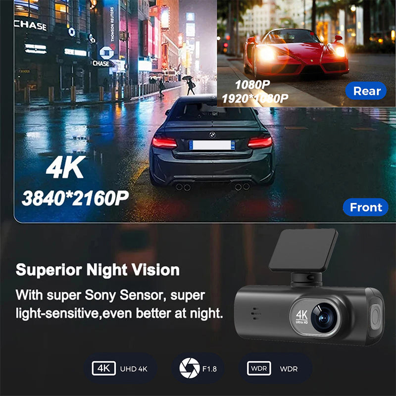 4K Dual Camera Dash Cam with GPS