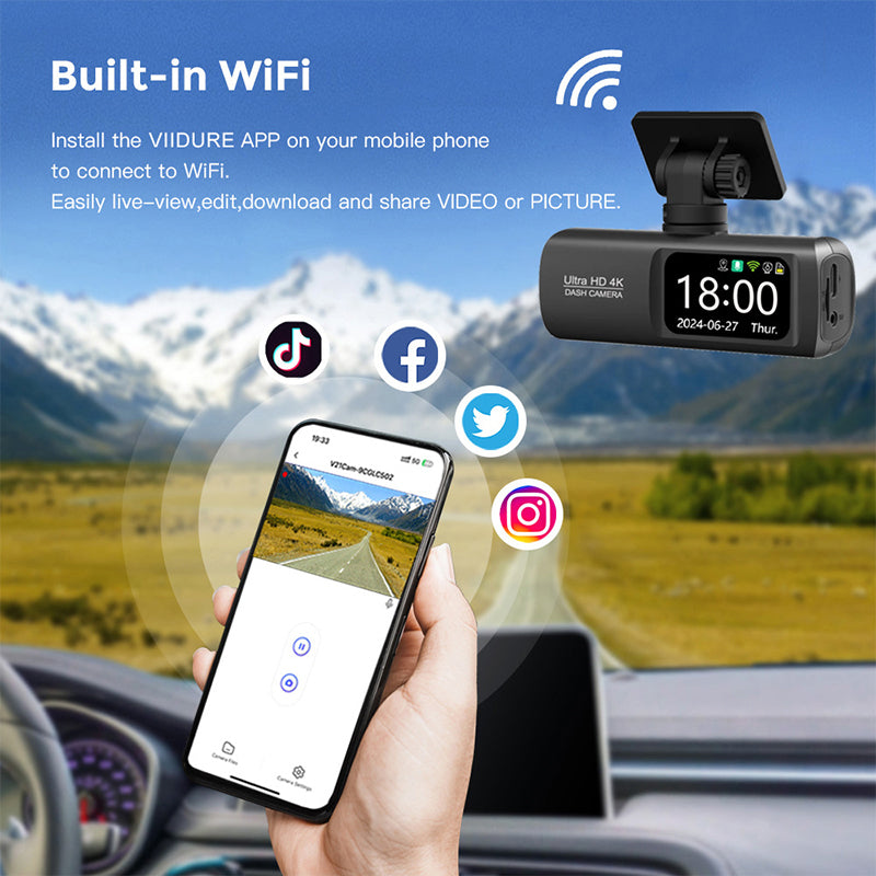 4K Dual Camera Dash Cam with GPS