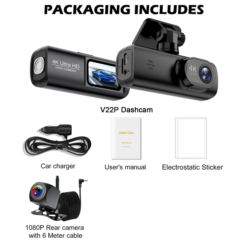 4K Dual Camera Dash Cam with GPS