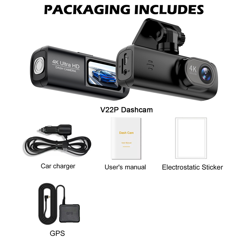 4K Dual Camera Dash Cam with GPS