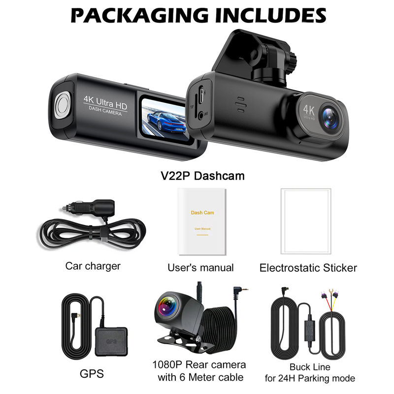 4K Dual Camera Dash Cam with GPS