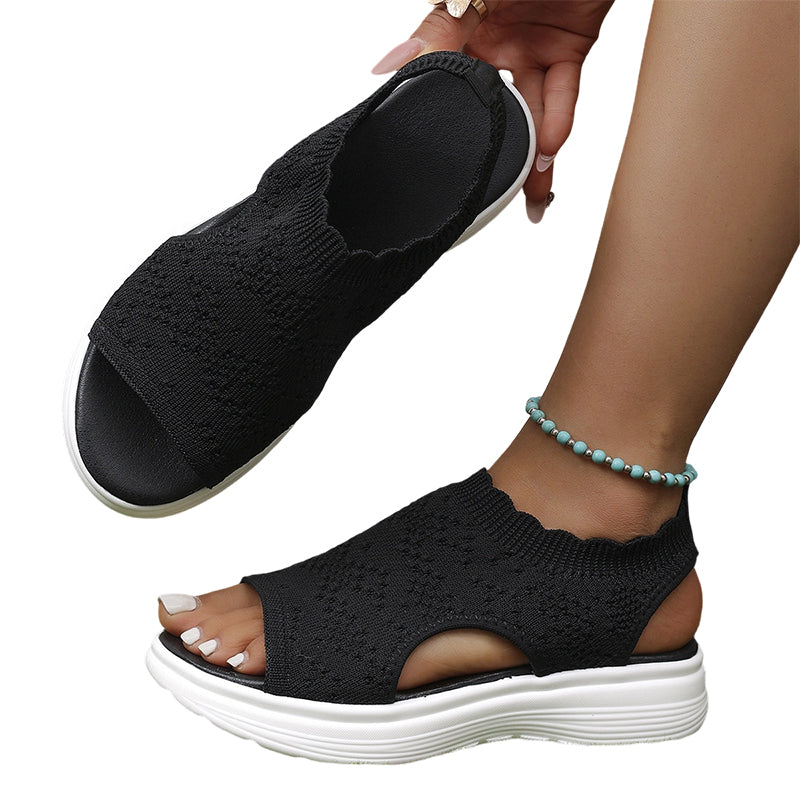 ⏳LAST DAY SALE ONLY £12.99!!💐 Women's Breathable Knit Platform Sandals – Air-permeable knit upper, cushioned sole & lightweight comfy summer footwear ✨