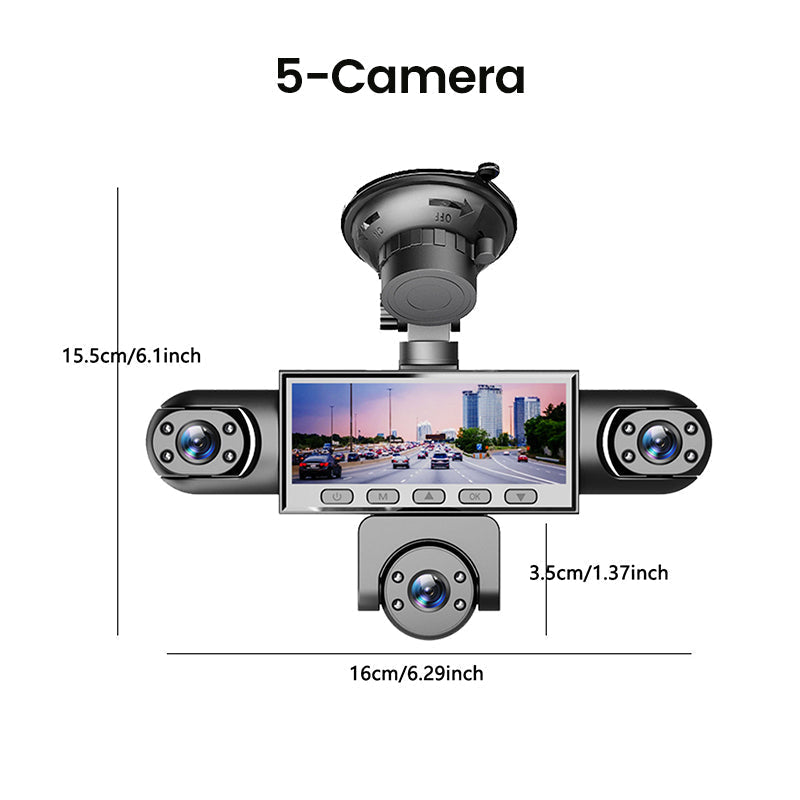๐50% OFF NOW ! ๐นHD 1080P Multi-Lens Dash Cam โ Night Vision, Loop Recording, Motion Sensing Panoramic 5-Camera Car Driving Recorder