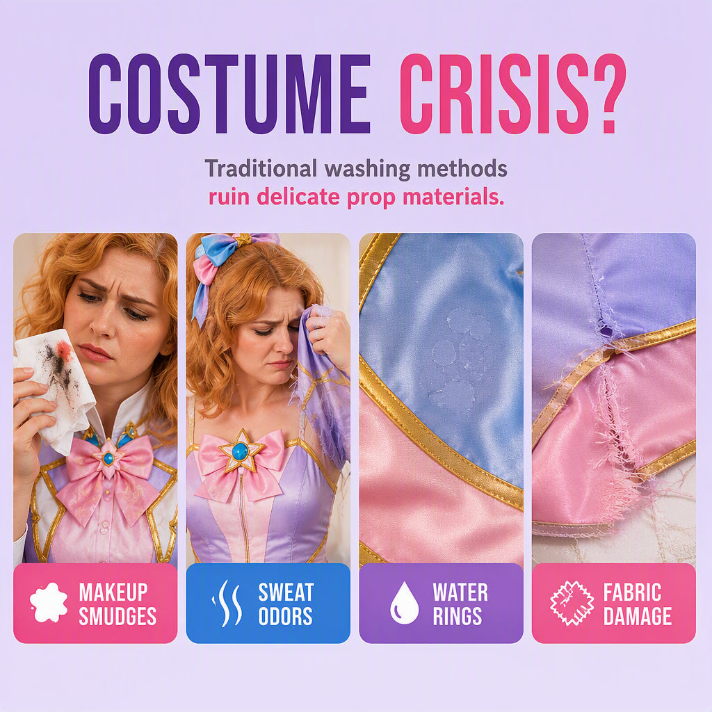 👗COSTUME STAIN? FIX IT FAST!👗 Portable Foam Cleaner – Waterless Formula, Removes Dirt & Residue – Complete Kit with Towel! 🎭