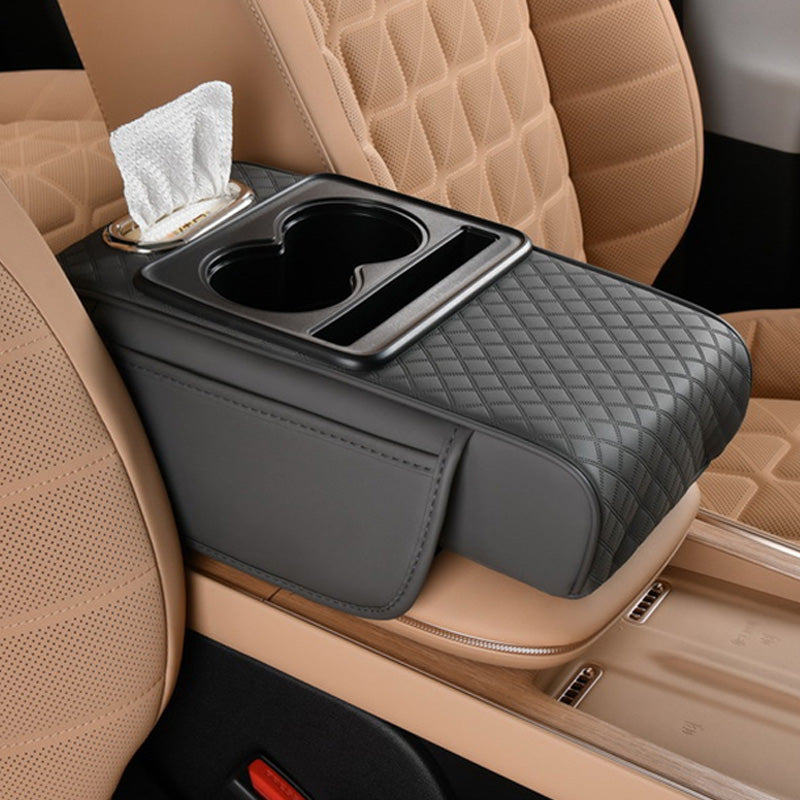 🔥FLASH SALE🔥 Multifunctional Car Armrest Cushion – Storage Drawer, Cup Holder & Phone Slot – Ergonomic Support, Velcro No-Drill Install! 🚗✨