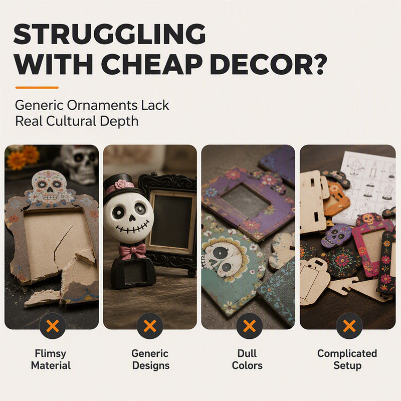 🥳HOT SALE🥳💞99K+ SOLD! Day of the Dead Frame – From £4.99! Sugar skull design, slide-in photo & writable banner. Festive keepsake – grab yours! ✅