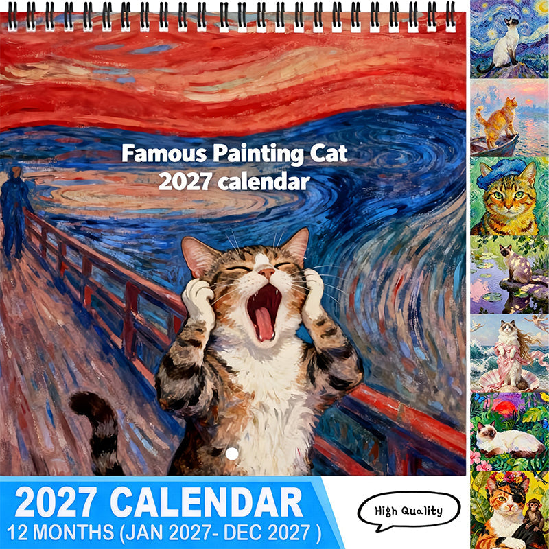💥NEW PRODUCT 50% OFF💥 2027 Funny Cat Meme Calendar – 12 Monthly Pages, Humorous Cat Art – Home, Office & Studio Decor – Perfect Cat Lover Gift! 🐱📆