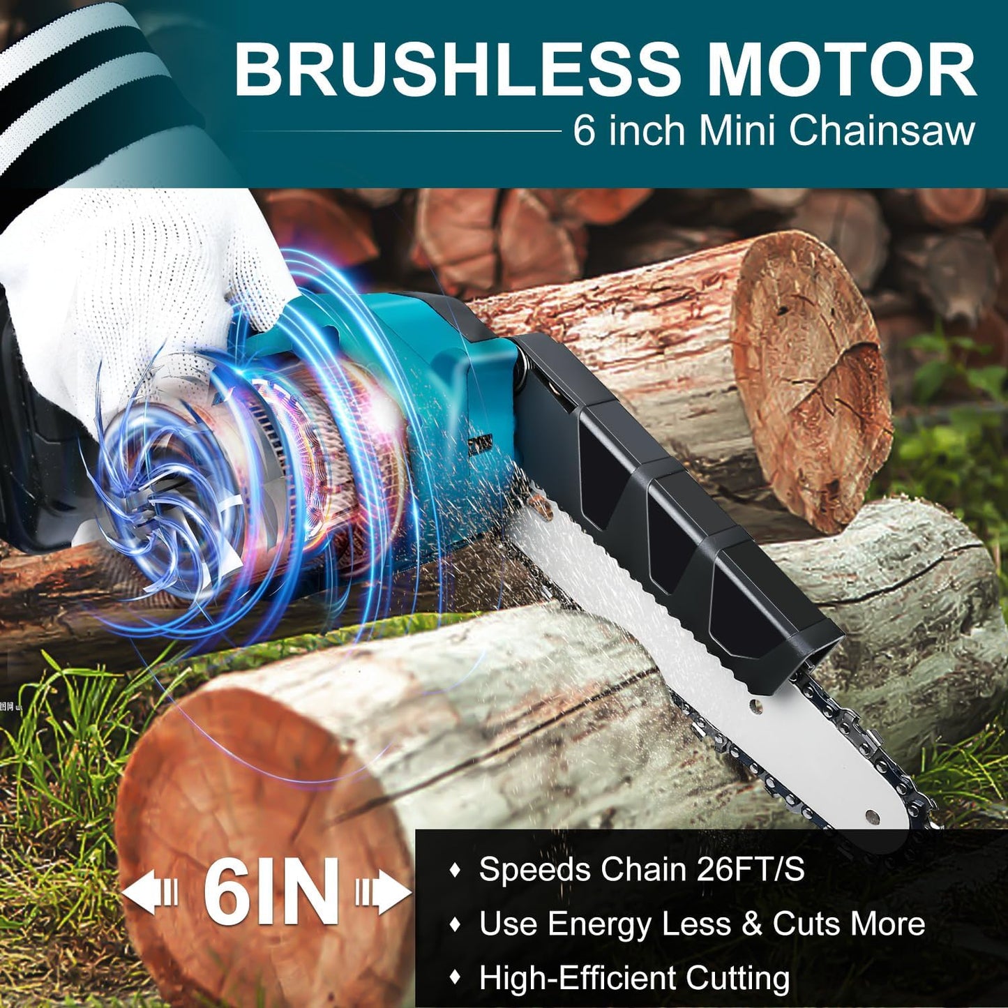 ⚡56% OFF NOW ! 🌳6-inch Cordless Mini Chainsaw with 2 Batteries🌲