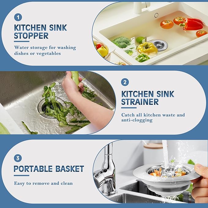 💧BUY 3 GET 1 FREE💧LAST DAY 60% OFF-Upgraded 3 in 1 Kitchen Sink Drain Strainer