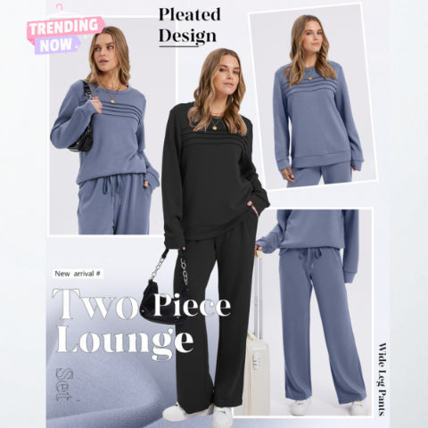 🔥LAST DAY 50% OFF💓Women's Crew Neck Top & Drawstring Pants Set