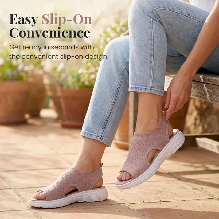 ⏳LAST DAY SALE ONLY ￡12.99!!💐 Women's Breathable Knit Platform Sandals – Air-permeable knit upper, cushioned sole & lightweight comfy summer footwear ✨