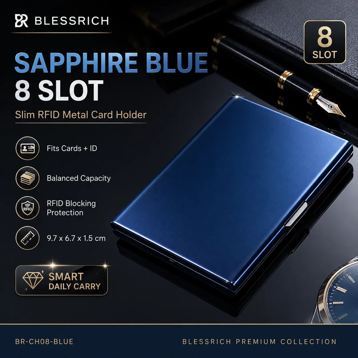 💰 Price Drop! RFID-blocking card holder – stainless steel, slim design, 3 capacities. 📇✨