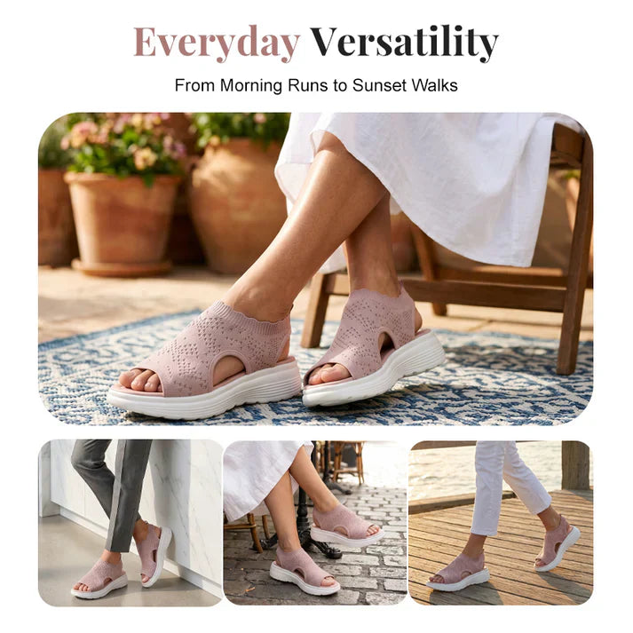 ⏳LAST DAY SALE ONLY ￡12.99!!💐 Women's Breathable Knit Platform Sandals – Air-permeable knit upper, cushioned sole & lightweight comfy summer footwear ✨