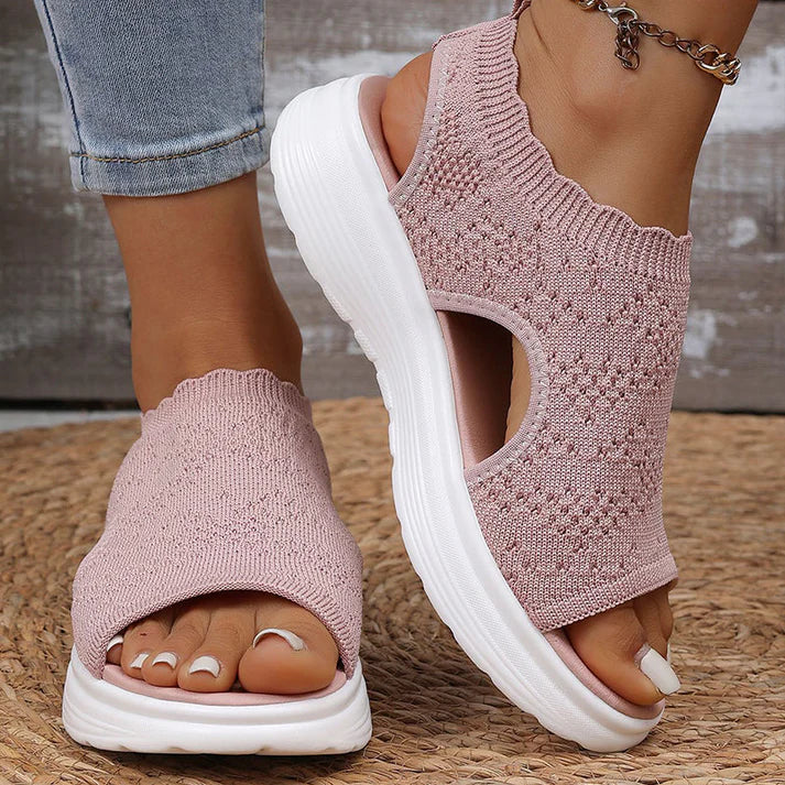 ⏳LAST DAY SALE ONLY ￡12.99!!💐 Women's Breathable Knit Platform Sandals – Air-permeable knit upper, cushioned sole & lightweight comfy summer footwear ✨