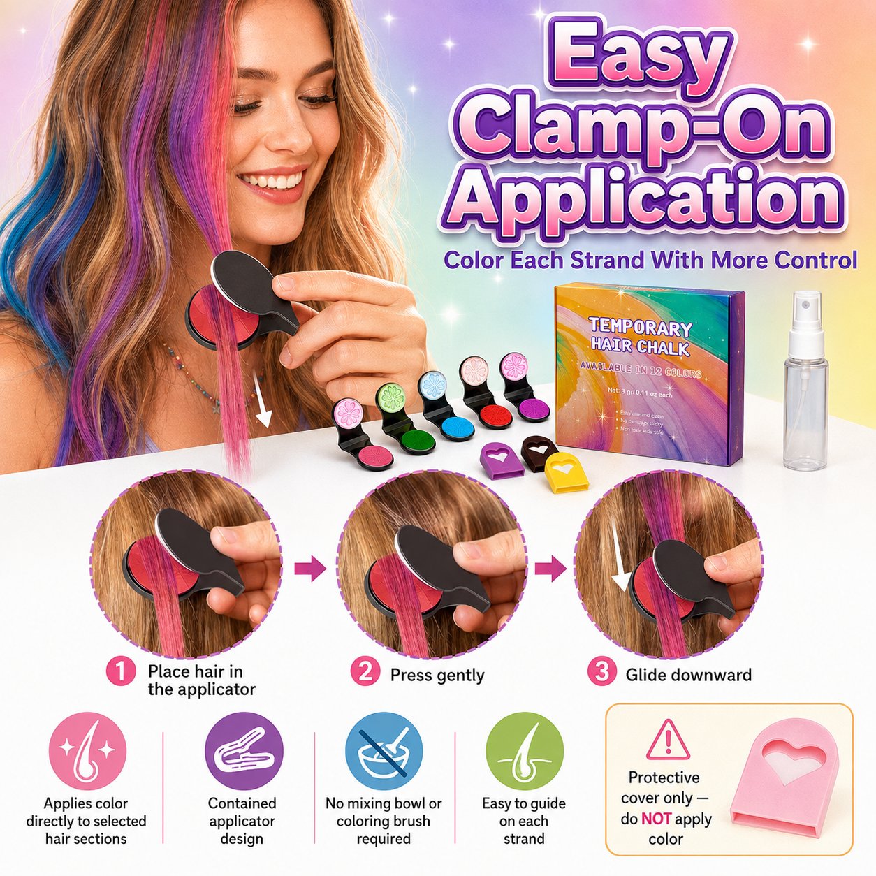 🔥Last Day 57% OFF🌈12-Color Temporary Hair Chalk Applicator Set
