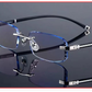 🔥Ultra-lightweight rimless reading glasses with diamond-cut lenses.