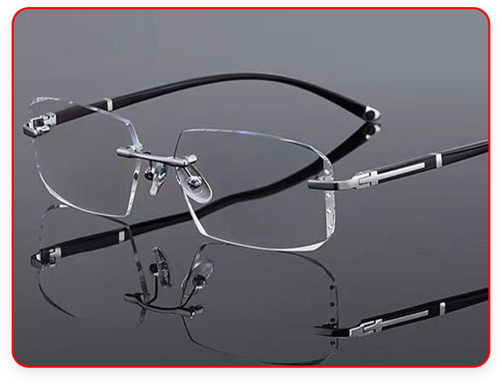🔥Ultra-lightweight rimless reading glasses with diamond-cut lenses.
