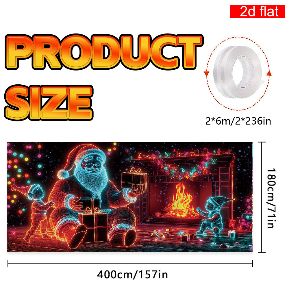 🎅 HOLIDAY HAUL SALE🎇🚪UV Activated Christmas Garage Door Cover Banner, Glows in Dark🔥🎉