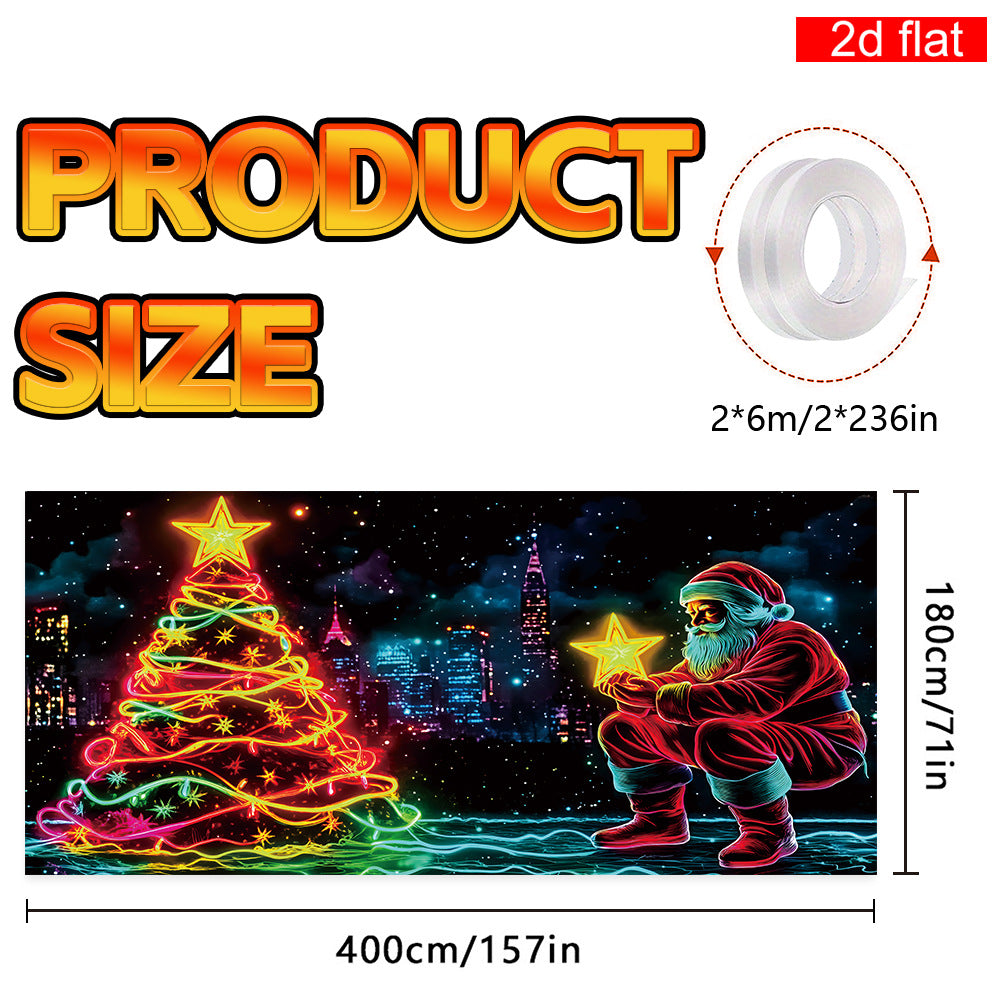 🎅 HOLIDAY HAUL SALE🎇🚪UV Activated Christmas Garage Door Cover Banner, Glows in Dark🔥🎉