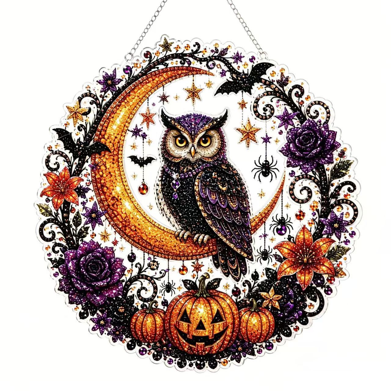 🥳HOT SALE🥳💞12K+ SOLD! Halloween Ornament – From £12.99! DIY suncatcher, resin beads & cat/pumpkin design. Festive craft – grab yours! ✅