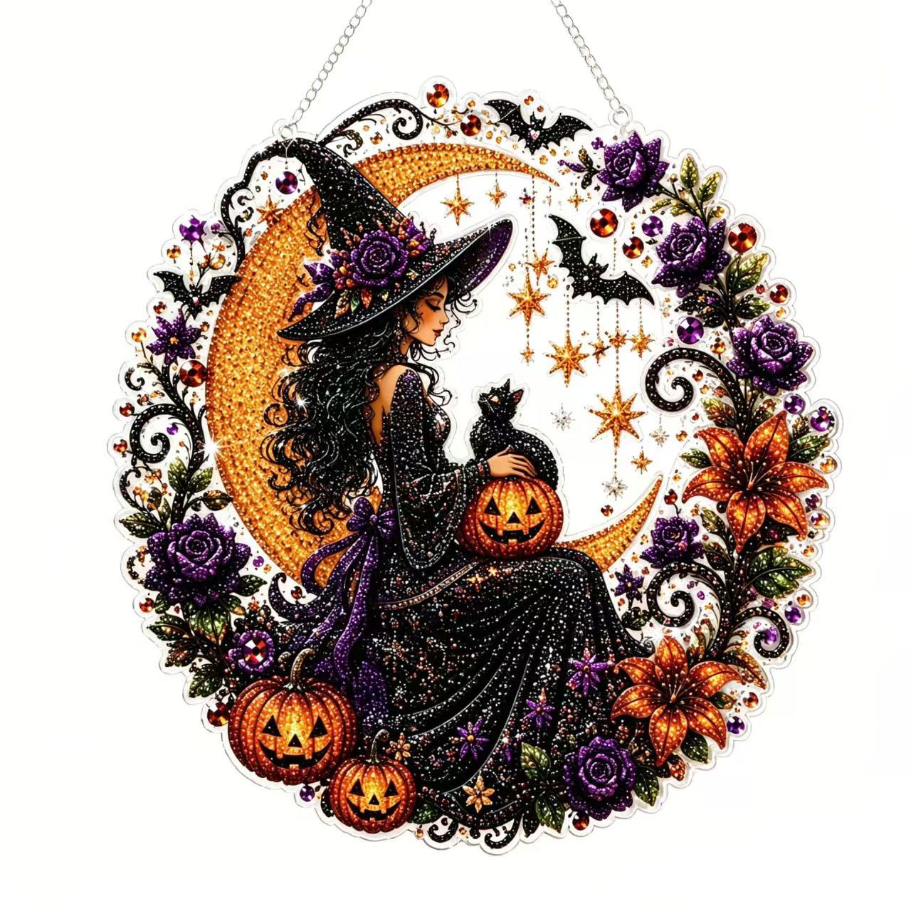 🥳HOT SALE🥳💞12K+ SOLD! Halloween Ornament – From £12.99! DIY suncatcher, resin beads & cat/pumpkin design. Festive craft – grab yours! ✅