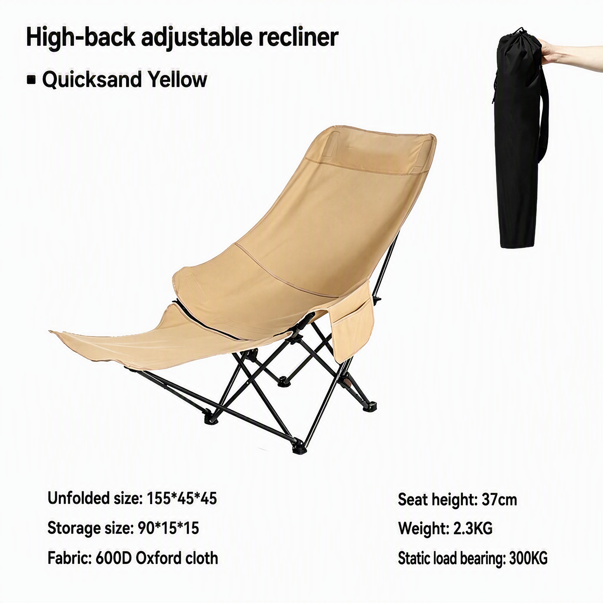 🥳2026 BESTSELLER🥾 Adjustable Folding Chair – 3/4 Recline Positions, Leg Rest – Reinforced Carbon Steel, 300 lbs – 600D Oxford – Folds for Camping & Beach! 🛡️💨