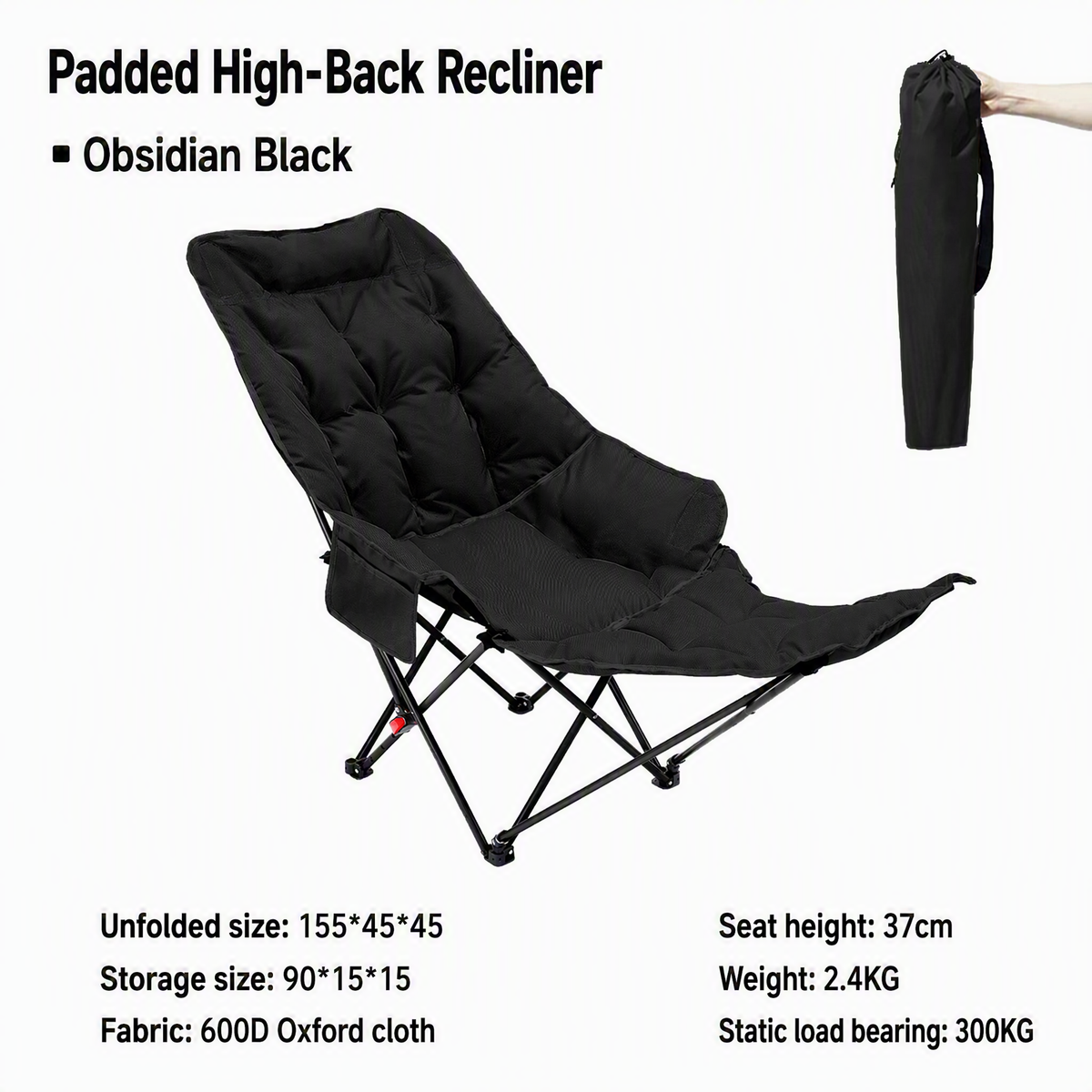 🥳2026 BESTSELLER🥾 Adjustable Folding Chair – 3/4 Recline Positions, Leg Rest – Reinforced Carbon Steel, 300 lbs – 600D Oxford – Folds for Camping & Beach! 🛡️💨
