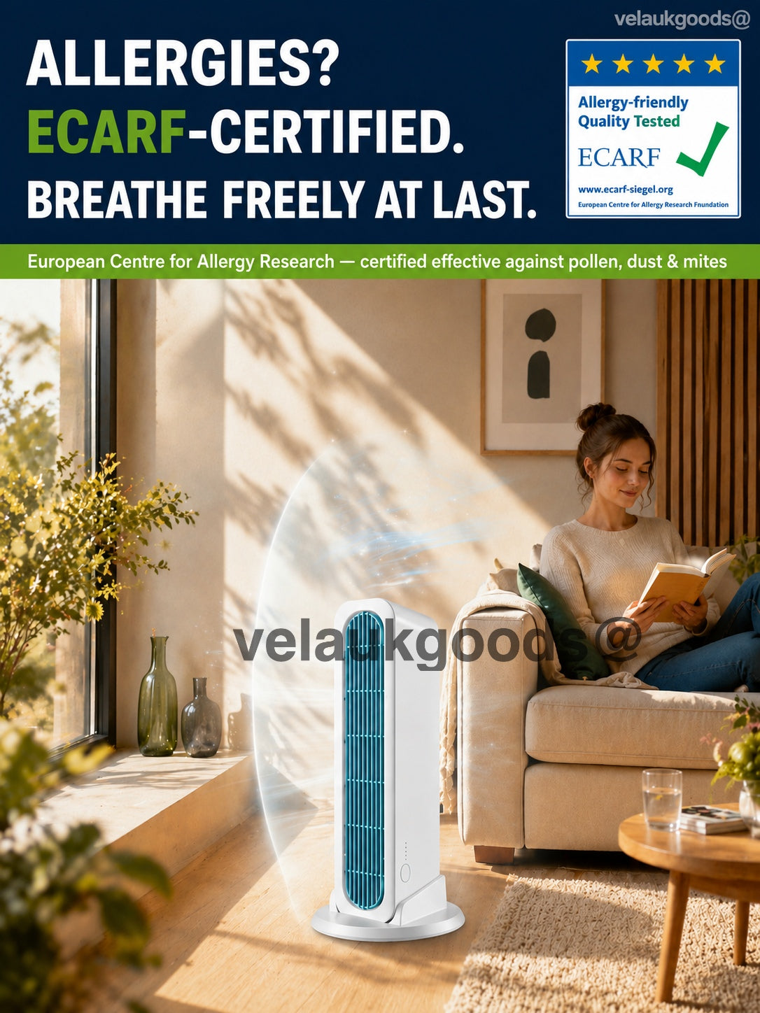 ❄️【Cool the Entire Room in 90 Seconds】Tower Fan—an air conditioner that can be used in both upright and horizontal positions