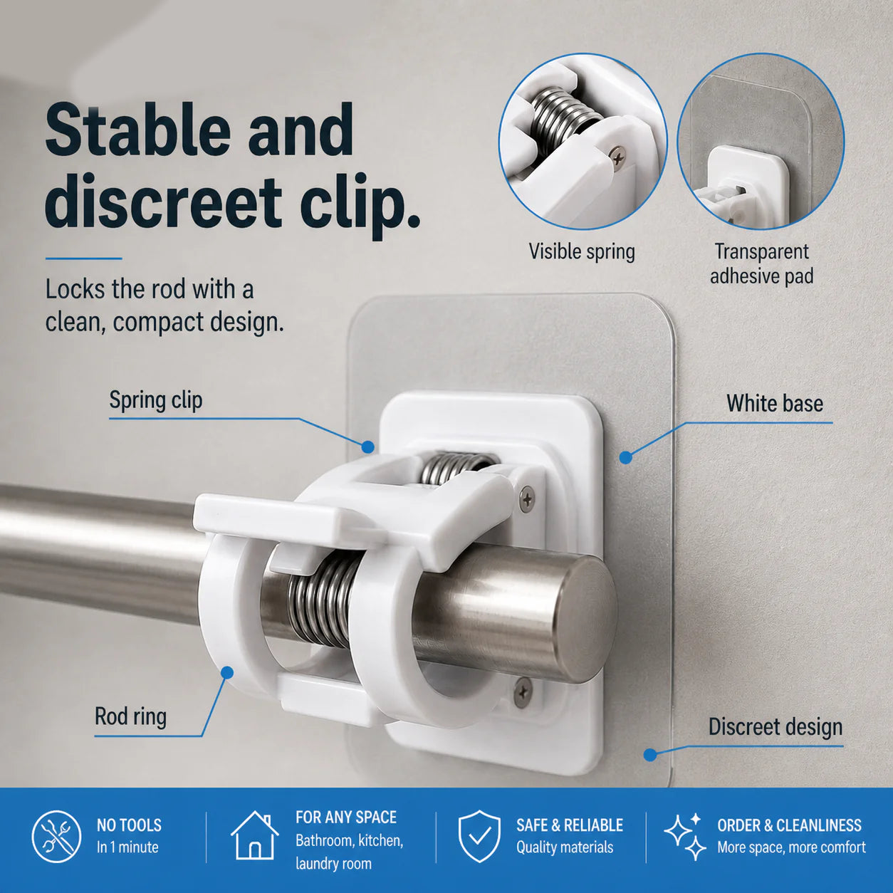 🔥Nail-Free Adjustable Curtain Rod Hooks