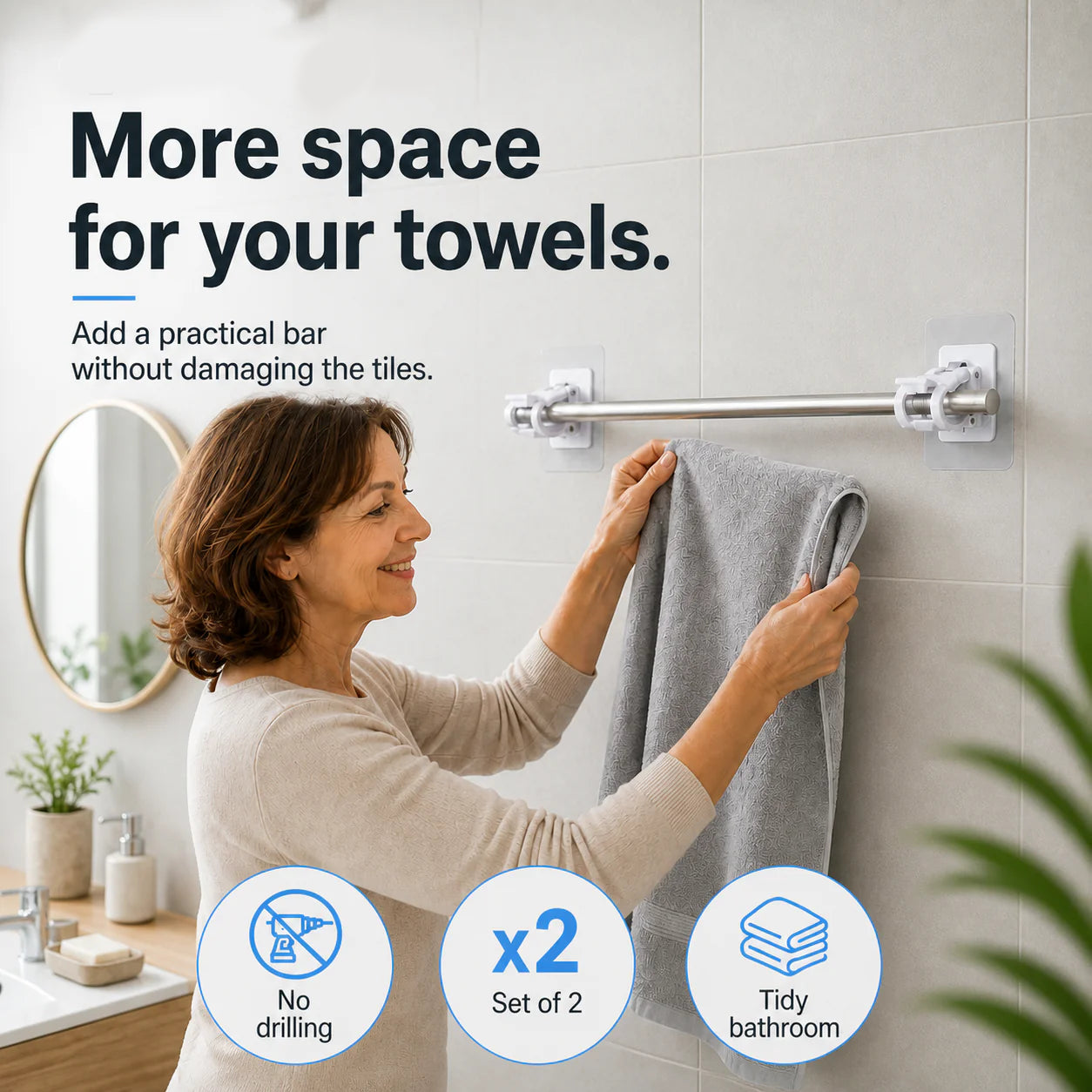 🔥Nail-Free Adjustable Curtain Rod Hooks