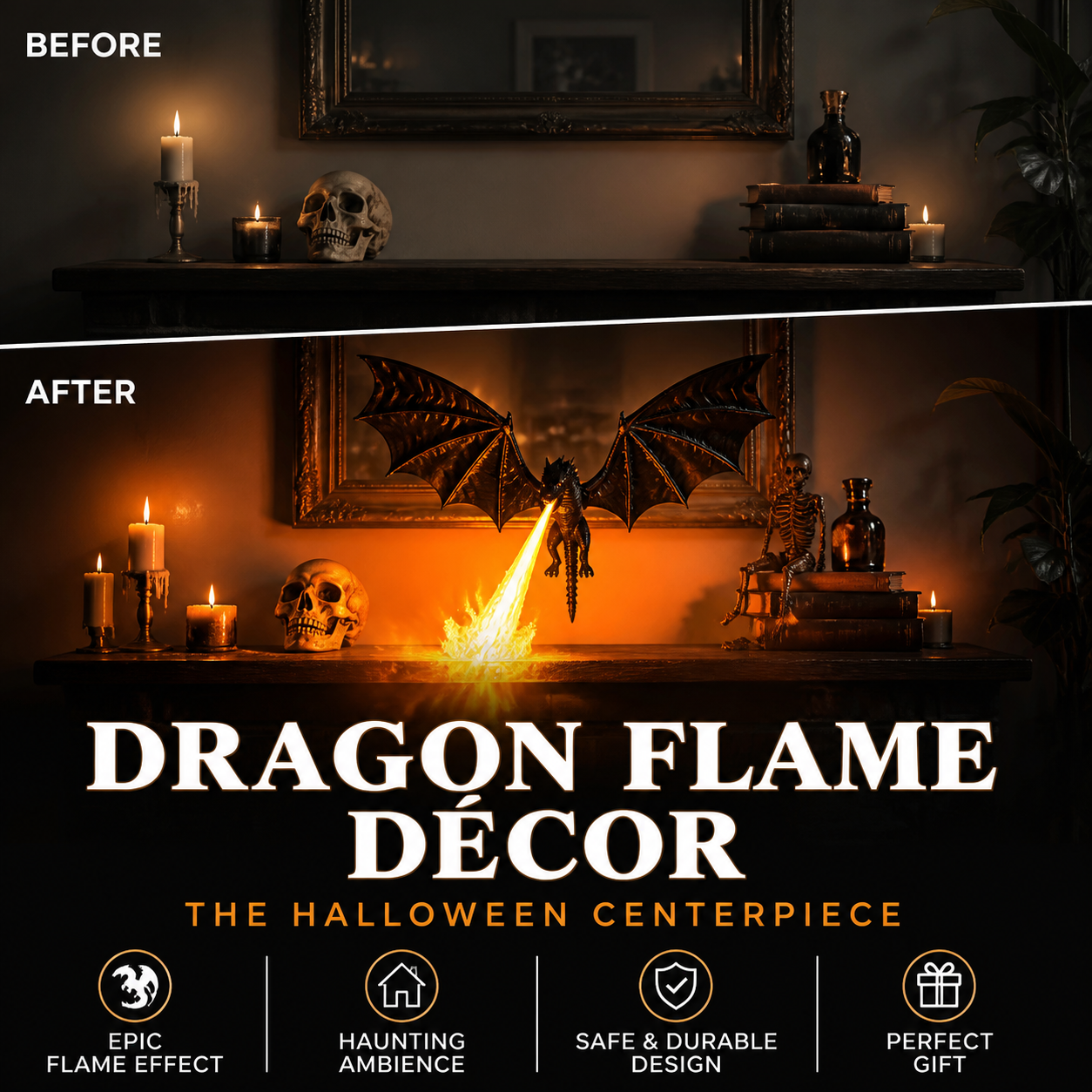🥳HOT SALE🥳💞10K+ SOLD! Dragon Bookend – From £22.99! PLA silk flame, wedge design & unique decor. Fantasy gift – grab yours! ✅