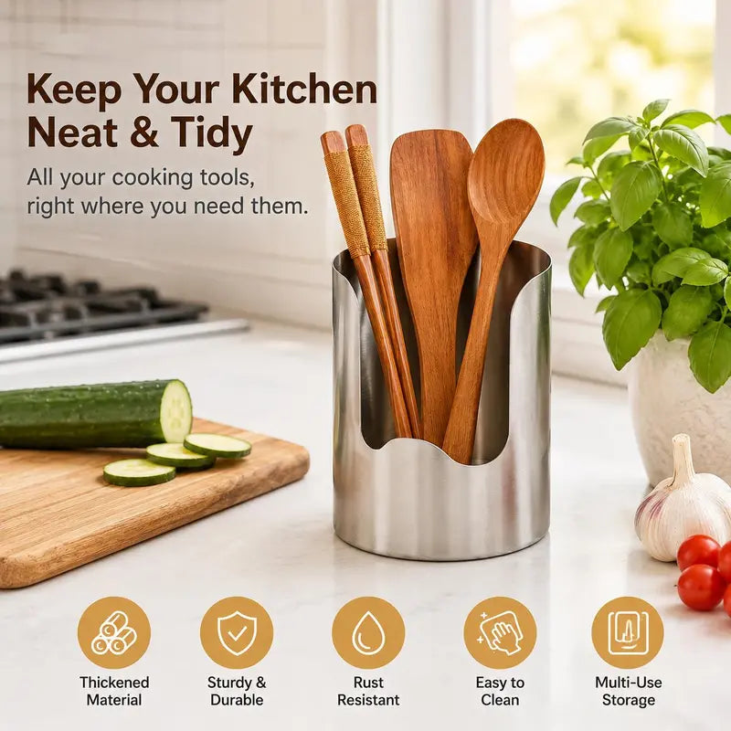 🥳HOT SALE🥳💞50K+ SOLD! Utensil Holder – From £8.98! Stainless steel, space-saving & sturdy. Tidy kitchen – grab yours! ✅