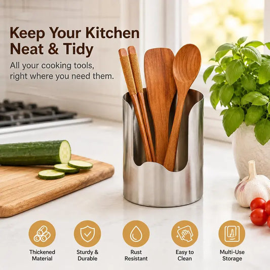 🥳HOT SALE🥳💞50K+ SOLD! Utensil Holder – From £8.98! Stainless steel, space-saving & sturdy. Tidy kitchen – grab yours! ✅