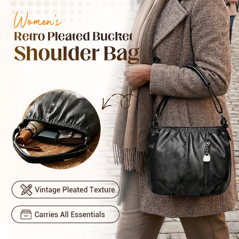 ⏳Time-Limited Special⏰ Pleated Bucket Leather Handbag – Soft Material, Adjustable Strap & Chic Casual Style ✨