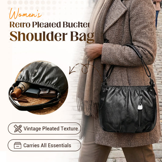 ⏳Time-Limited Special⏰ Pleated Bucket Leather Handbag – Soft Material, Adjustable Strap & Chic Casual Style ✨