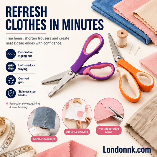 🥳2026 TOP PICK🥳 Pinking Shears Scissors – Stainless Steel, Ergonomic Cushioned Handles – Perfect for Sewing, Quilting & Scrapbooking! 🧵💨
