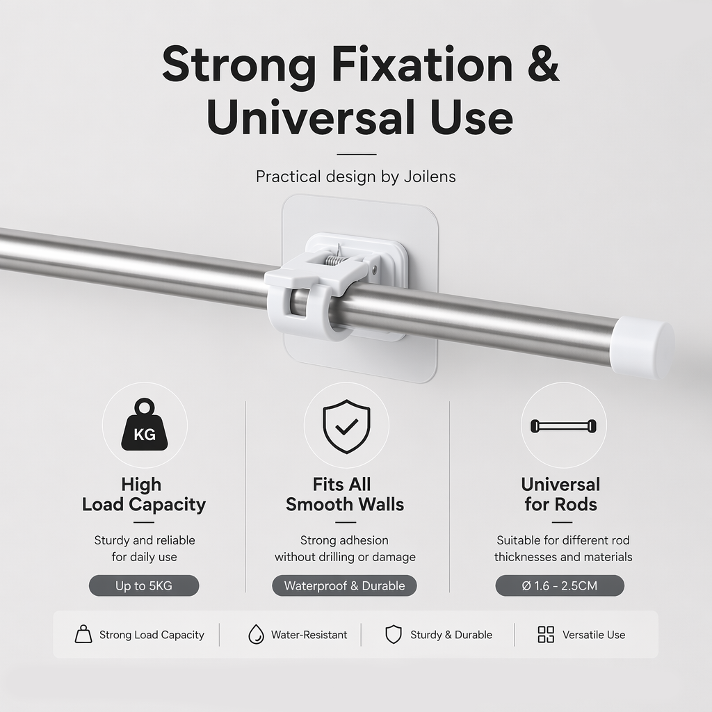 🔥Nail-Free Adjustable Curtain Rod Hooks