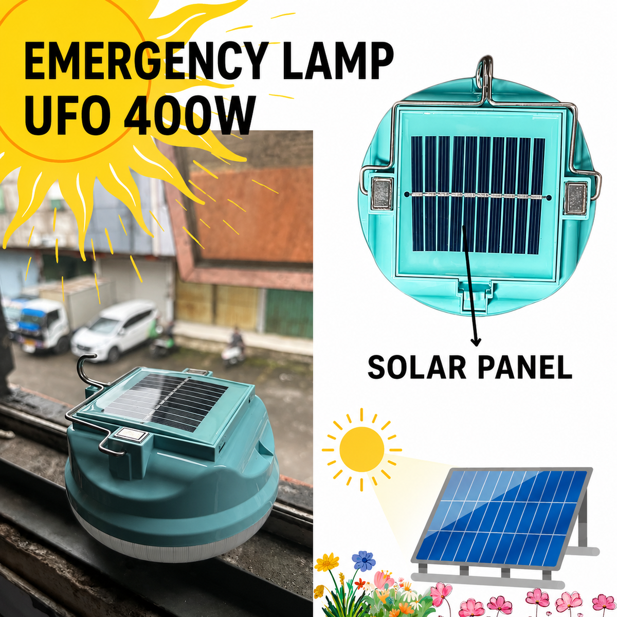 GENUINE (Real 7200mAh battery) 400W UFO LED emergency light