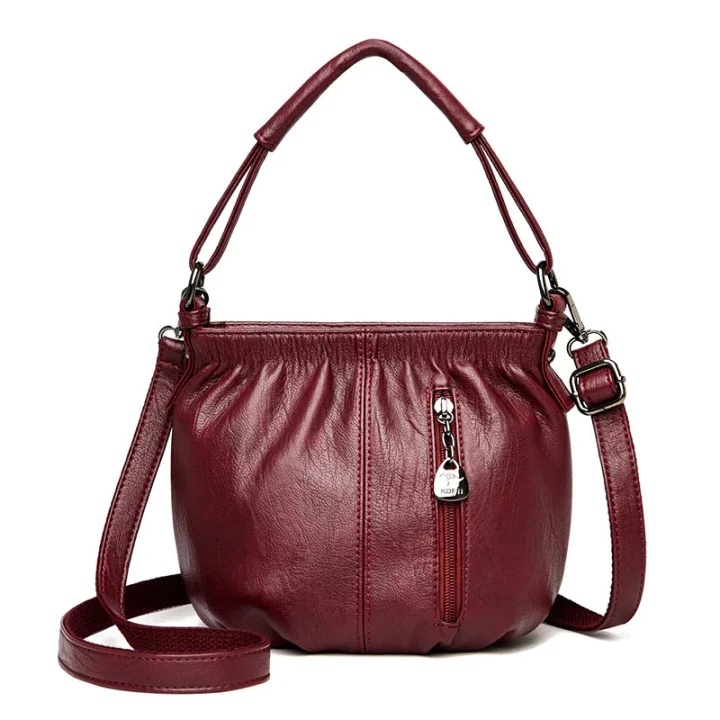 ⏳Time-Limited Special⏰ Pleated Bucket Leather Handbag – Soft Material, Adjustable Strap & Chic Casual Style ✨