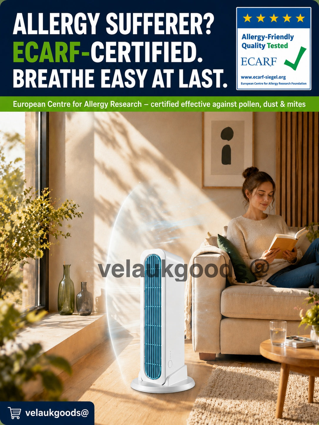 ❄️【Cool the Entire Room in 90 Seconds】Tower Fan—an air conditioner that can be used in both upright and horizontal positions