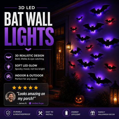 🎃FLASH SALE🎃 3D Bat Decor Stickers Set – 48–128PCS, Reusable, Easy Apply & Remove – Spooky Halloween Vibes! 🦇✨