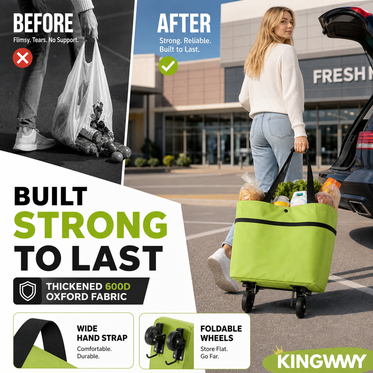 🎉2026 HOT SALE🎉💞100K+ SOLD! Foldable Shopping Cart – From £7.98! 2-in-1 carry & roll, 23L & 600D Oxford. Shop smarter – grab yours! ✅