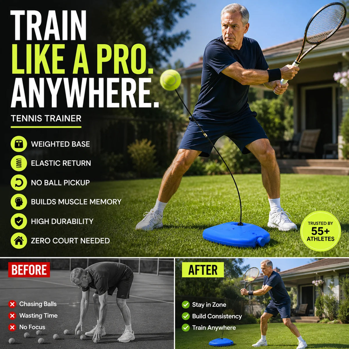 ⏰🔥LIMITED TIME 50% OFF! 🎾 Portable Solo Tennis Trainer Rebounder – Improve Your Game Anywhere, Anytime 💪✨