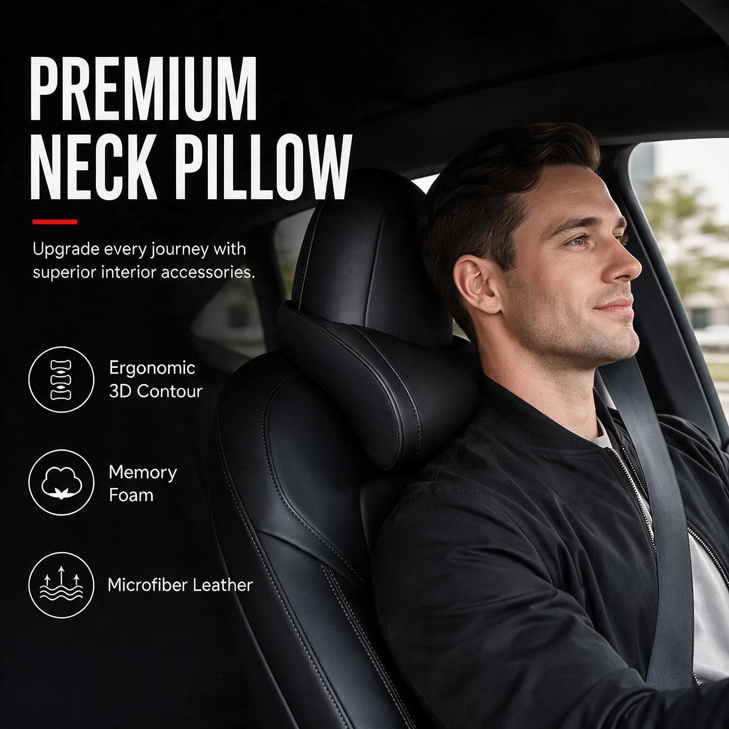 Ergonomic memory foam car headrest pillow