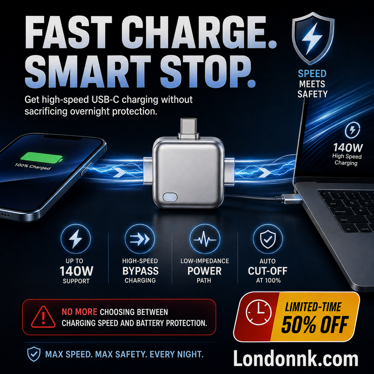 ⏳Limited-time 50% off⏰Protect Your Battery While You Sleep — Smart Auto Shut-Off at 100% Charge🛡️🔋