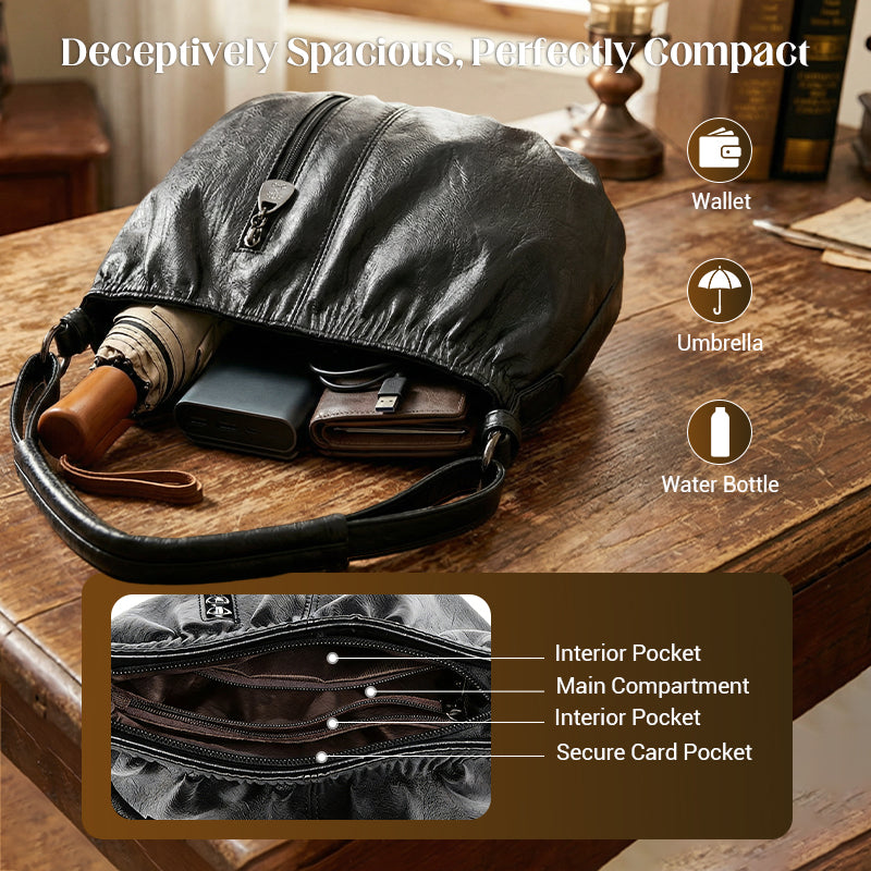 ⏳Time-Limited Special⏰ Pleated Bucket Leather Handbag – Soft Material, Adjustable Strap & Chic Casual Style ✨